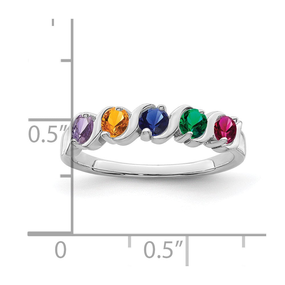 14k White Gold Synthetic Family Jewelry Ring