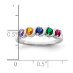 14k White Gold Genuine 5 Stone Mother's Ring