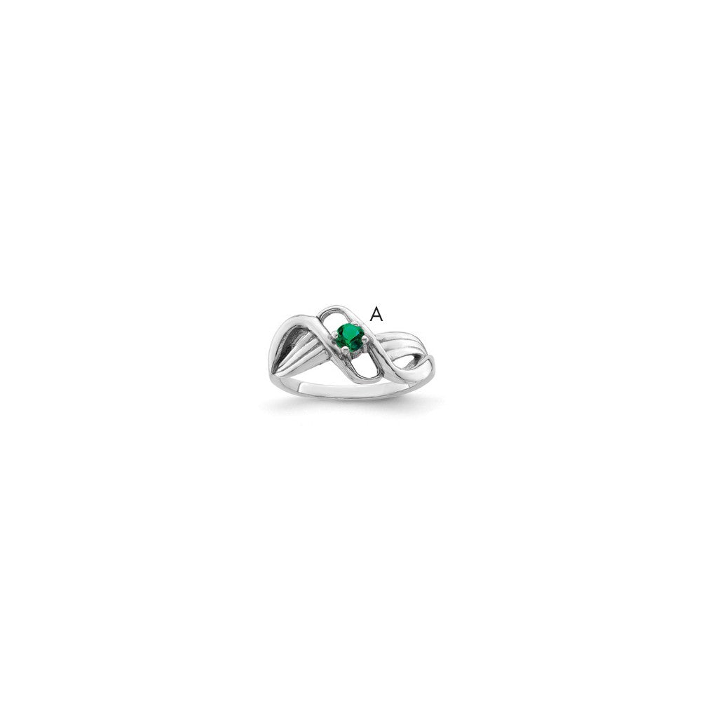 14k White Gold Synthetic 1 stone Family Jewelry Ring