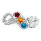 14k White Gold Synthetic 3 stone Family Jewelry Ring