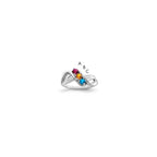 14k White Gold Synthetic 3 stone Family Jewelry Ring