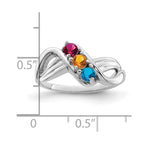 14k White Gold Synthetic 3 stone Family Jewelry Ring