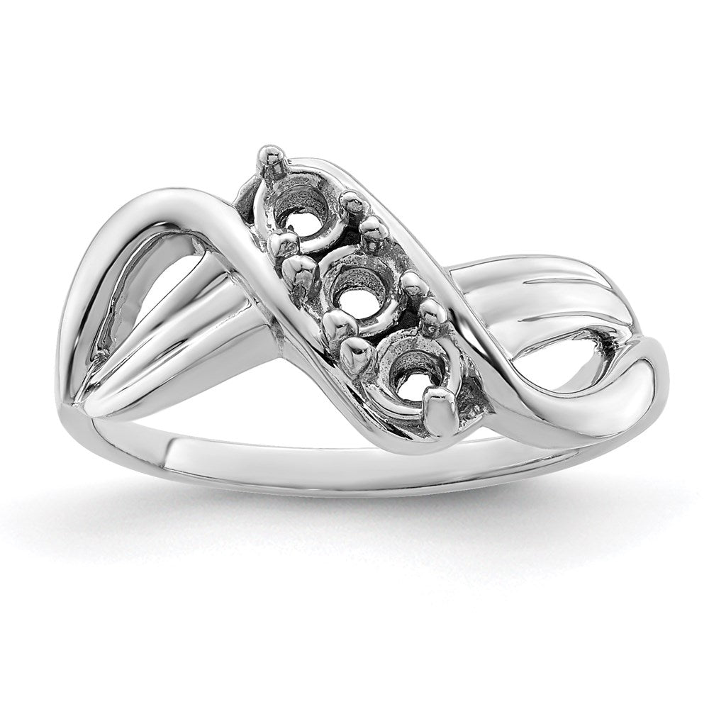 14k White Gold Synthetic 3 stone Family Jewelry Ring