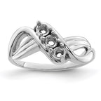 14k White Gold Synthetic 3 stone Family Jewelry Ring