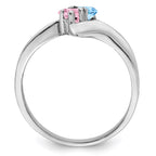 14k White Gold Synthetic Family Jewelry Ring