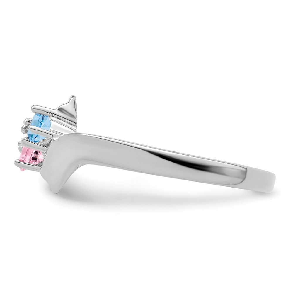 14k White Gold Genuine 2 Stone Mother's Ring