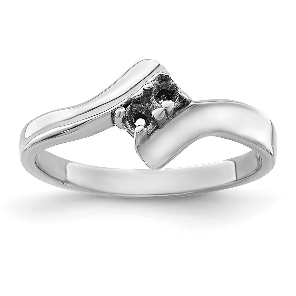 14k White Gold Genuine 2 Stone Mother's Ring