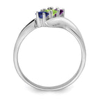 14k White Gold Genuine 3 Stone Mother's Ring