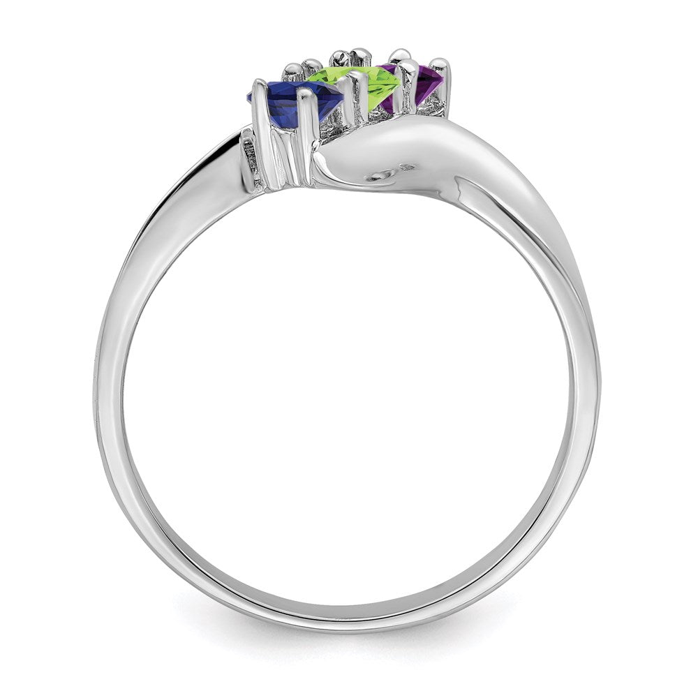 14k White Gold Synthetic Family Jewelry Ring