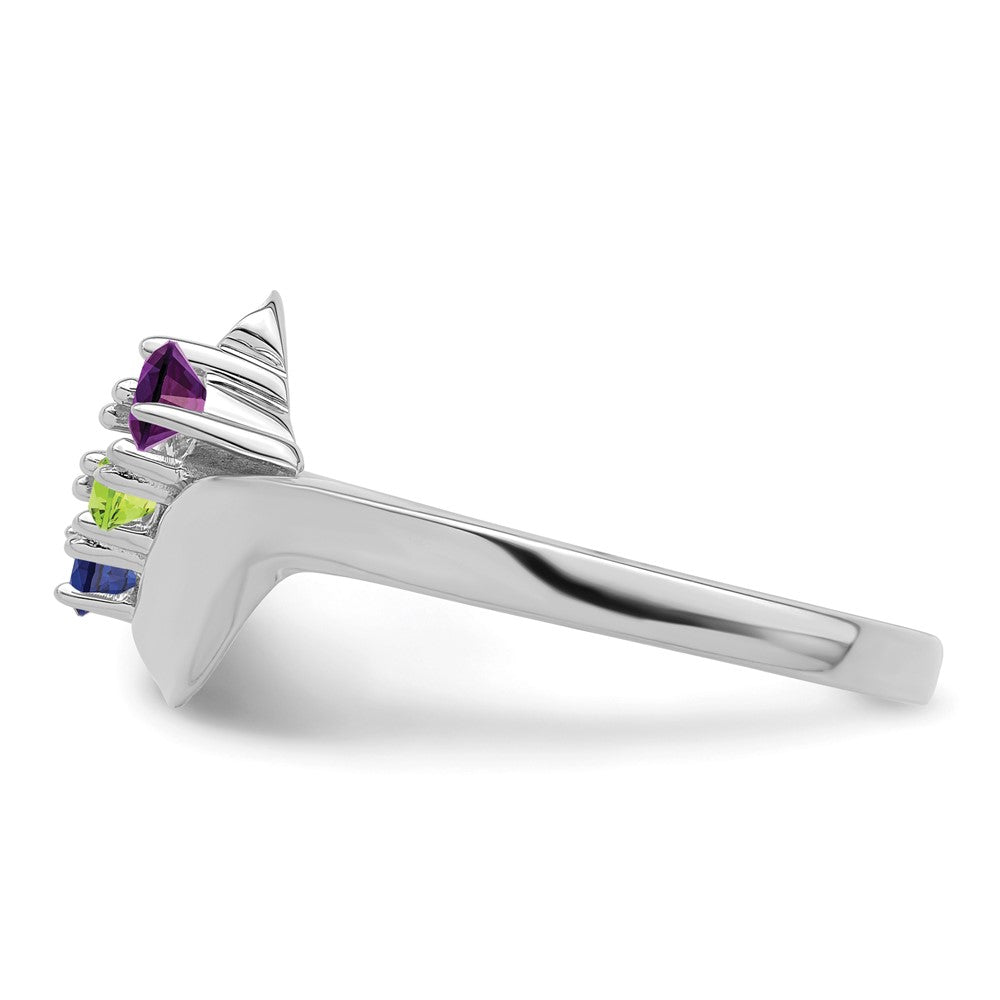 14k White Gold Synthetic Family Jewelry Ring