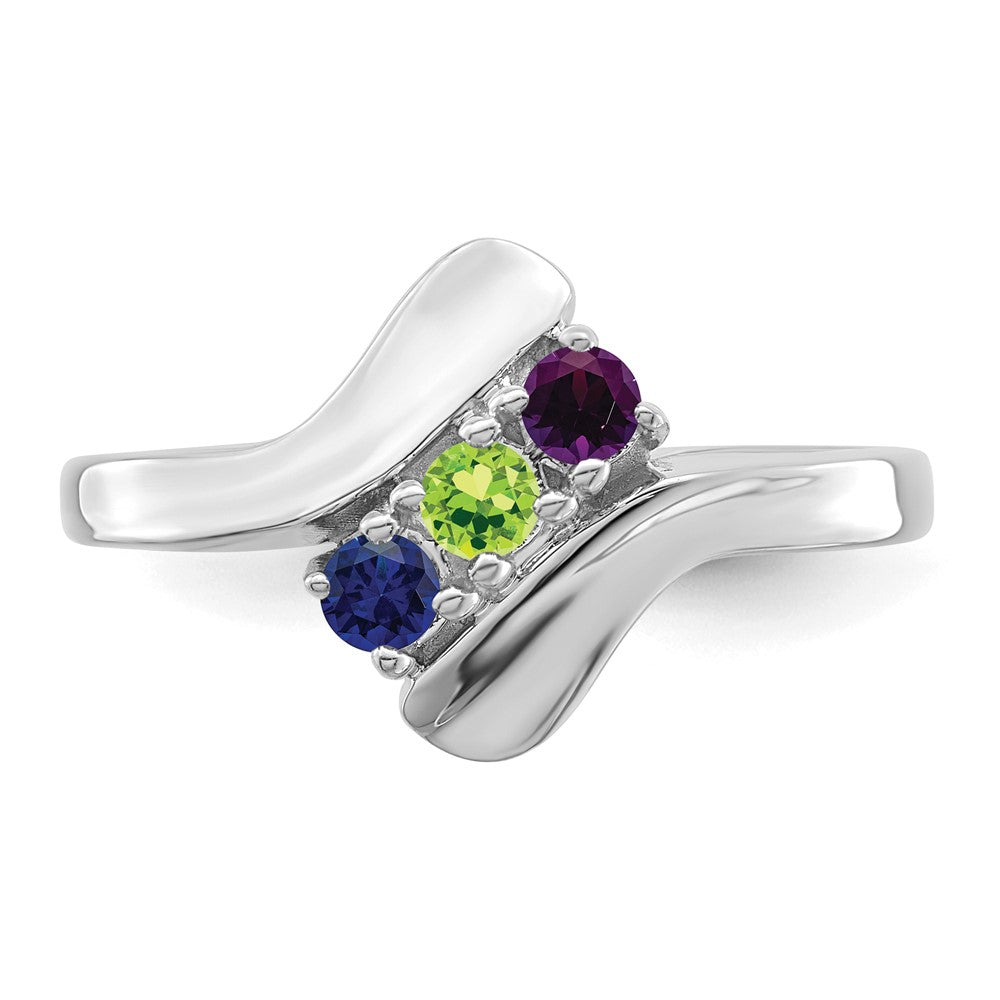 14k White Gold Synthetic Family Jewelry Ring