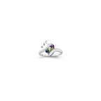 14k White Gold Synthetic Family Jewelry Ring