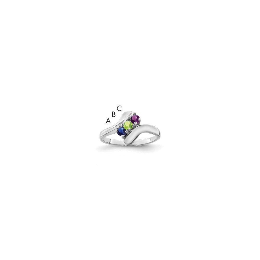 14k White Gold Synthetic Family Jewelry Ring