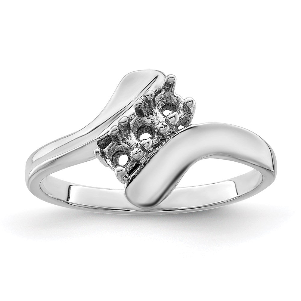 14k White Gold Genuine 3 Stone Mother's Ring