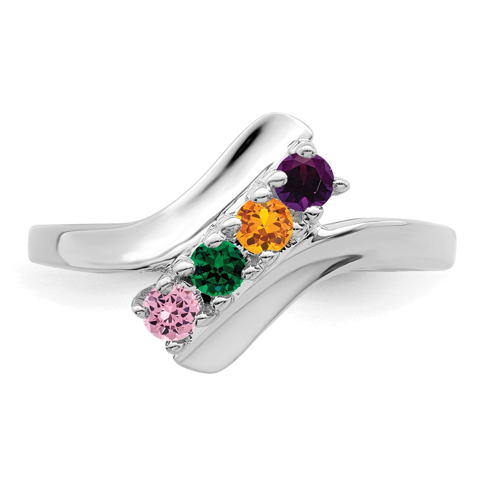 14k White Gold Synthetic Family Jewelry Ring