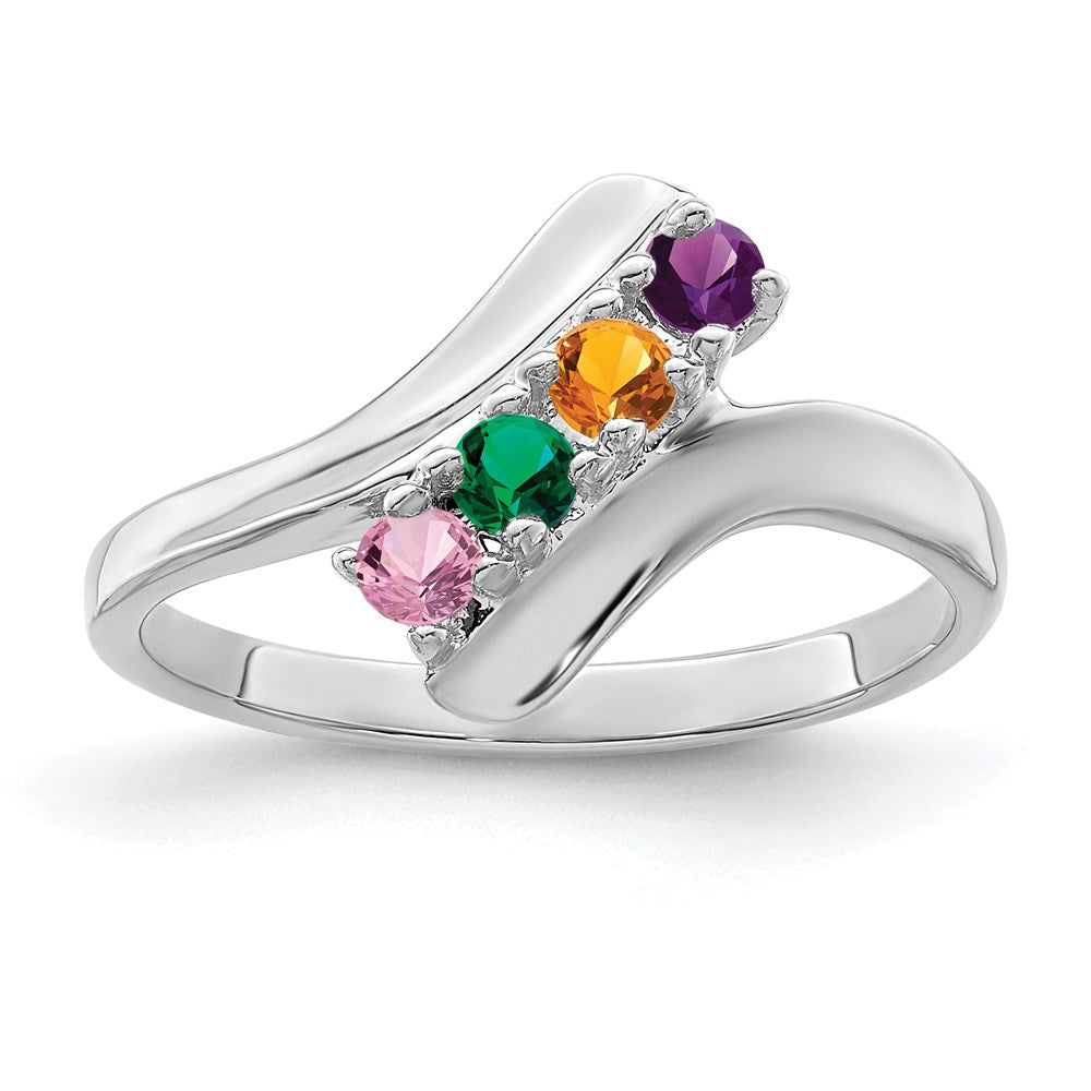 14k White Gold Synthetic Family Jewelry Ring