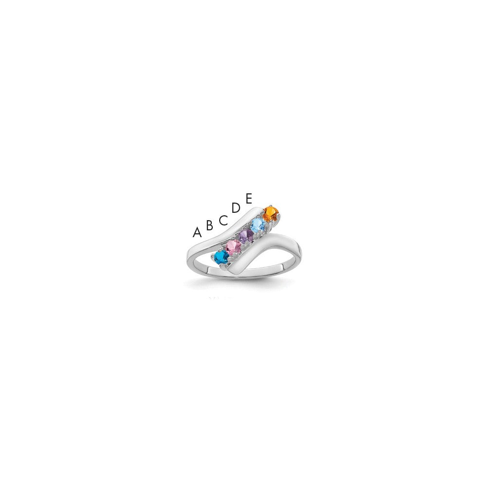 14k White Gold Synthetic Family Jewelry Ring