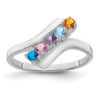 14k White Gold Synthetic Family Jewelry Ring