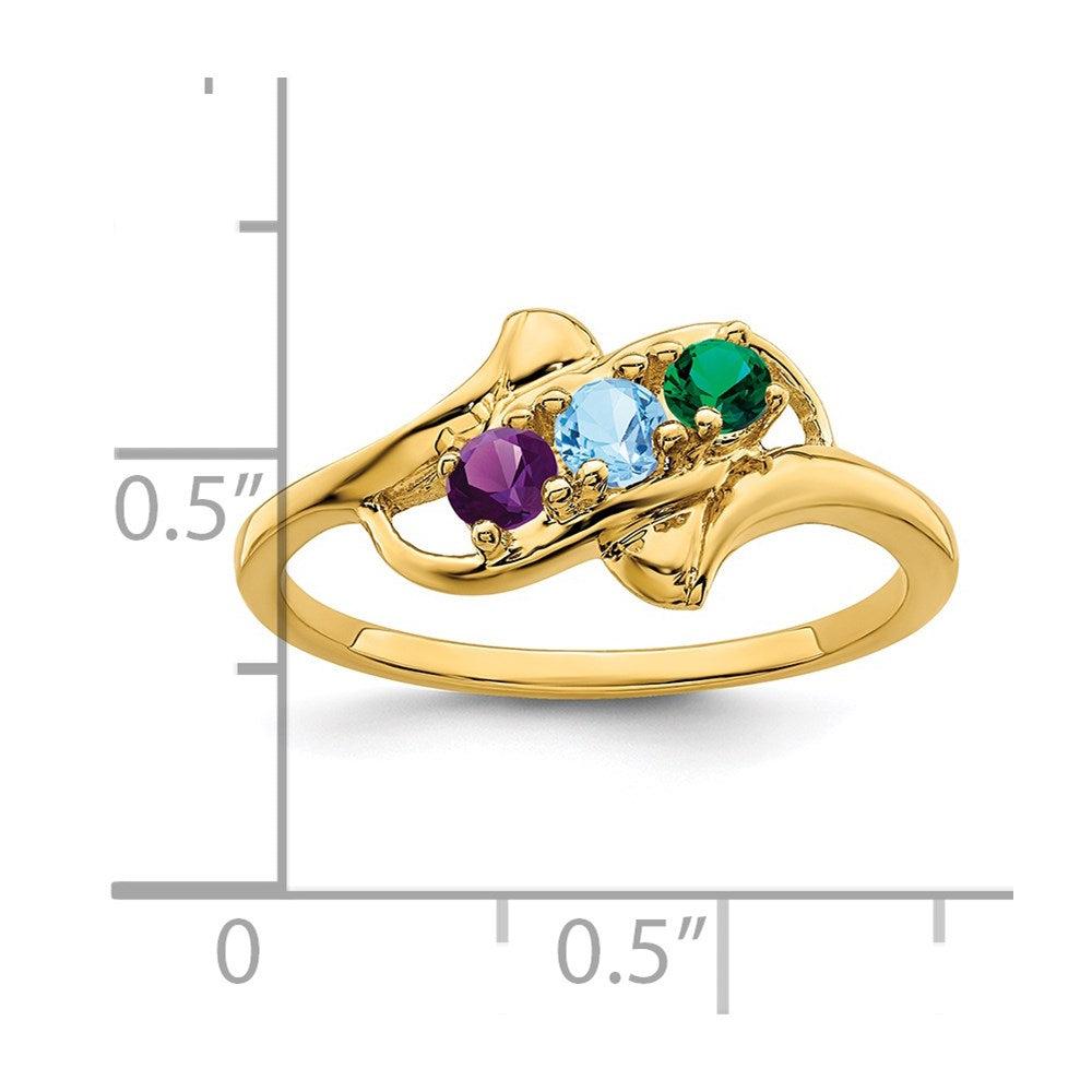 14k Genuine 3 Stone Mother's Ring