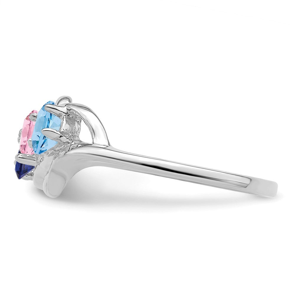 14k White Gold Synthetic Family Jewelry Ring