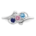 14k White Gold Synthetic Family Jewelry Ring