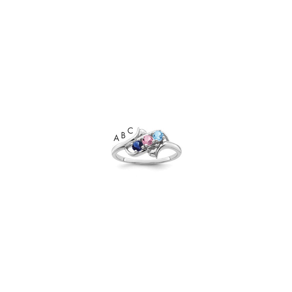 14k White Gold Synthetic Family Jewelry Ring