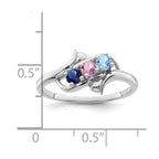 14k White Gold Synthetic Family Jewelry Ring