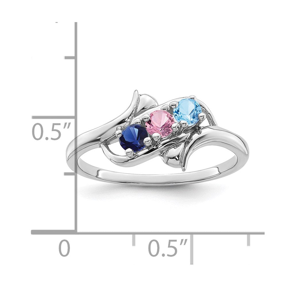 14k White Gold Synthetic Family Jewelry Ring