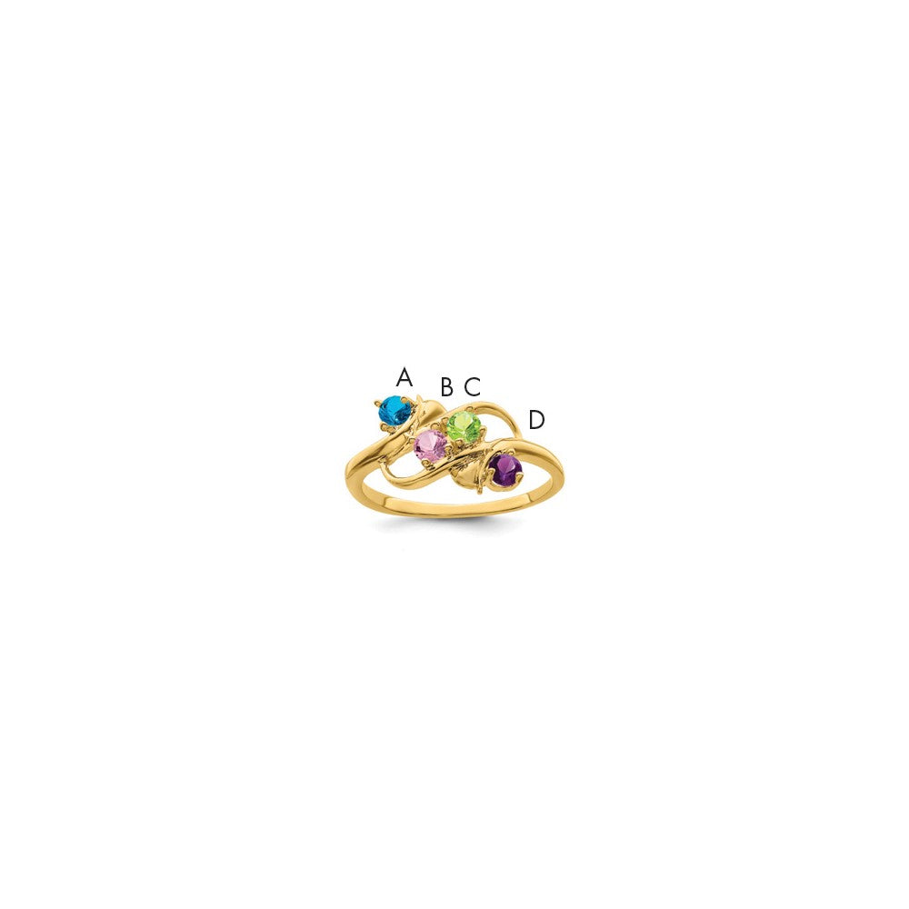 14k Genuine 4 Stone Mother's Ring