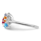 14k White Gold Synthetic Family Jewelry Ring