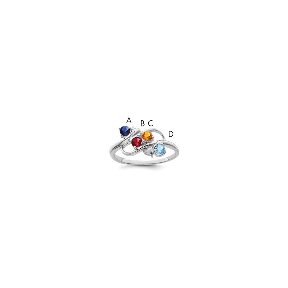 14k White Gold Synthetic Family Jewelry Ring