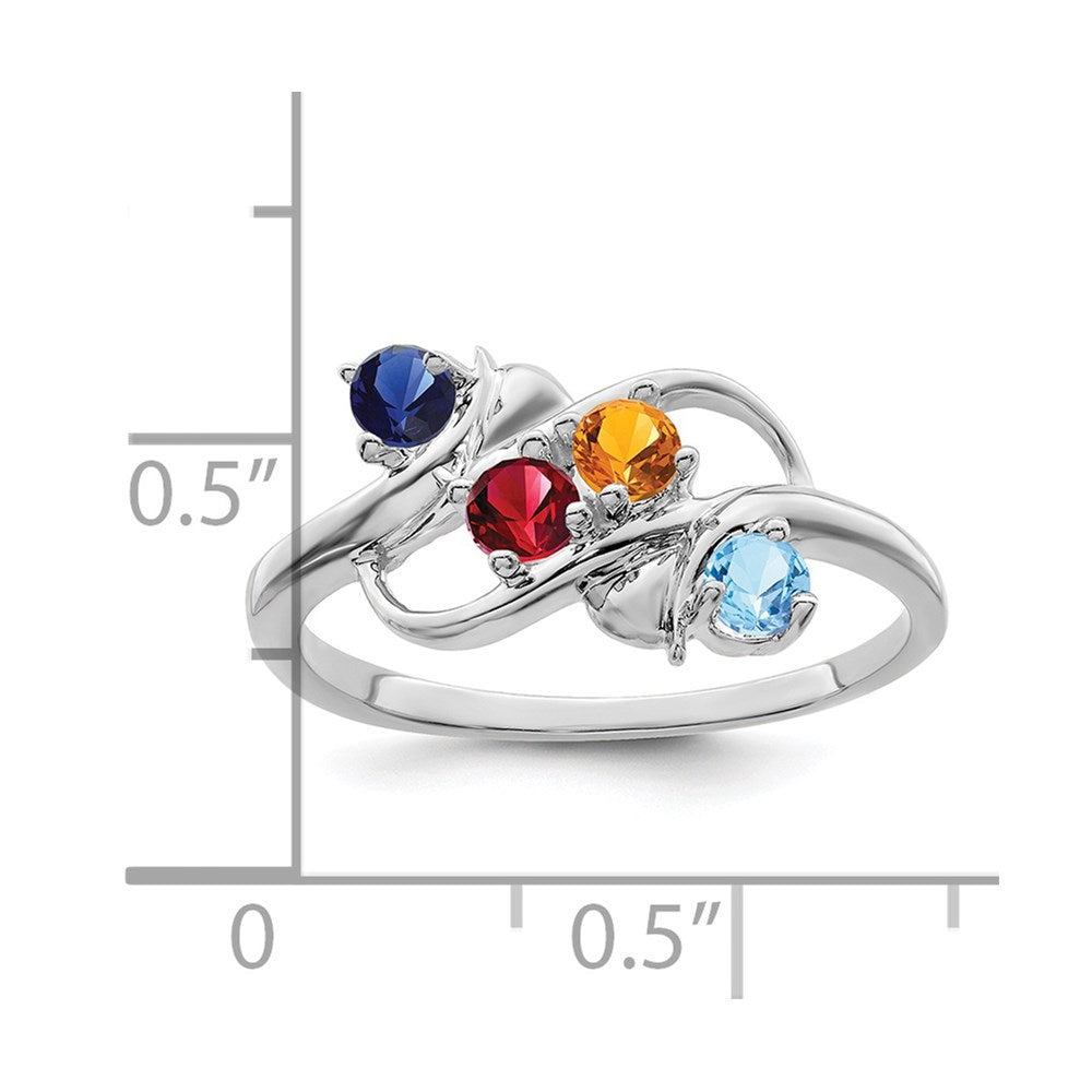 14k White Gold Genuine 4 Stone Mother's Ring