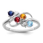 14k White Gold Synthetic Family Jewelry Ring