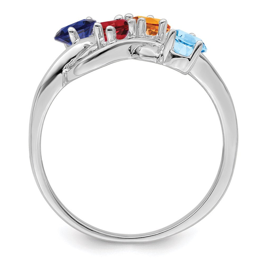14k White Gold Genuine 4 Stone Mother's Ring