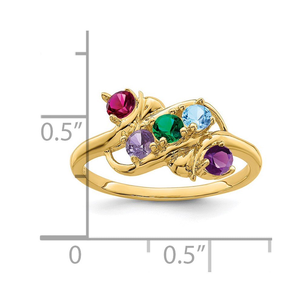 14k Genuine 5 Stone Mother's Ring