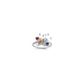 14k White Gold Synthetic Family Jewelry Ring