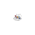 14k White Gold Genuine 5 Stone Mother's Ring