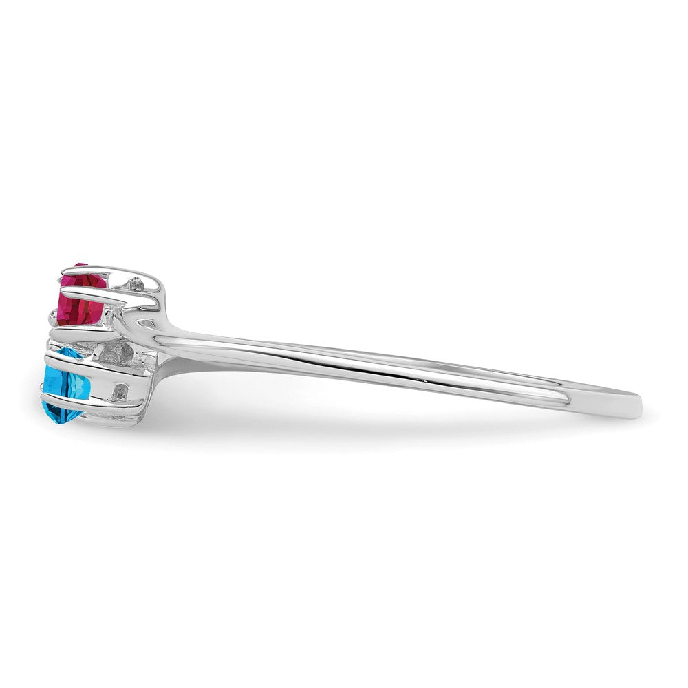 14k White Gold Synthetic Family Jewelry Ring