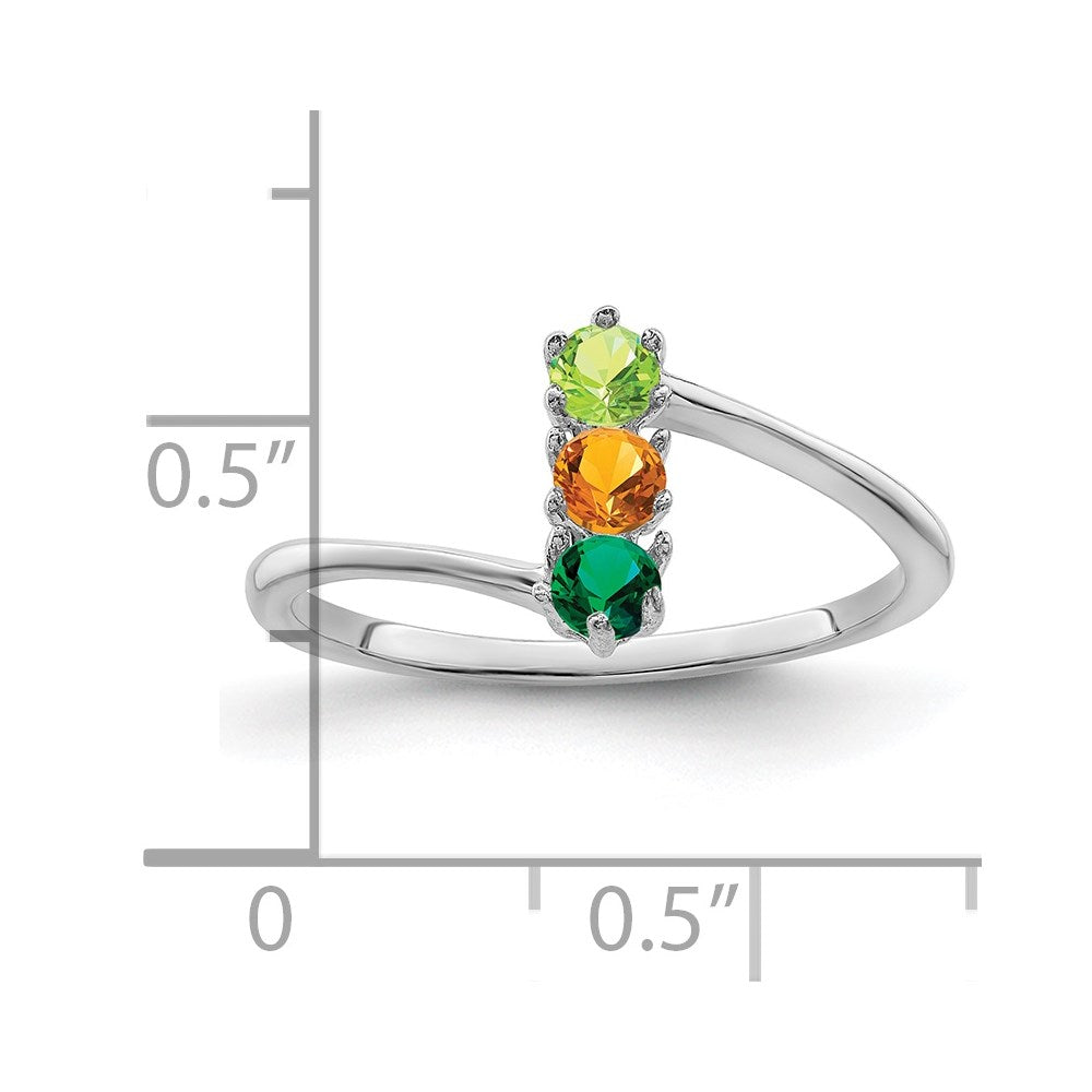 14k White Gold Synthetic Family Jewelry Ring