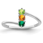 14k White Gold Genuine 3 Stone Mother's Ring