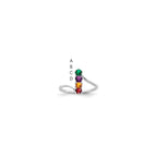 14k White Gold Synthetic Family Jewelry Ring