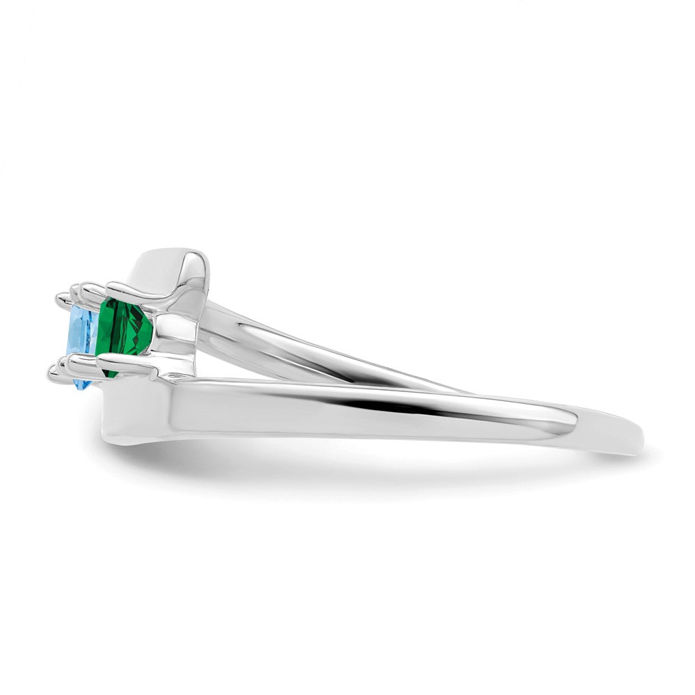 14k White Gold Genuine 2 Stone Mother's Ring