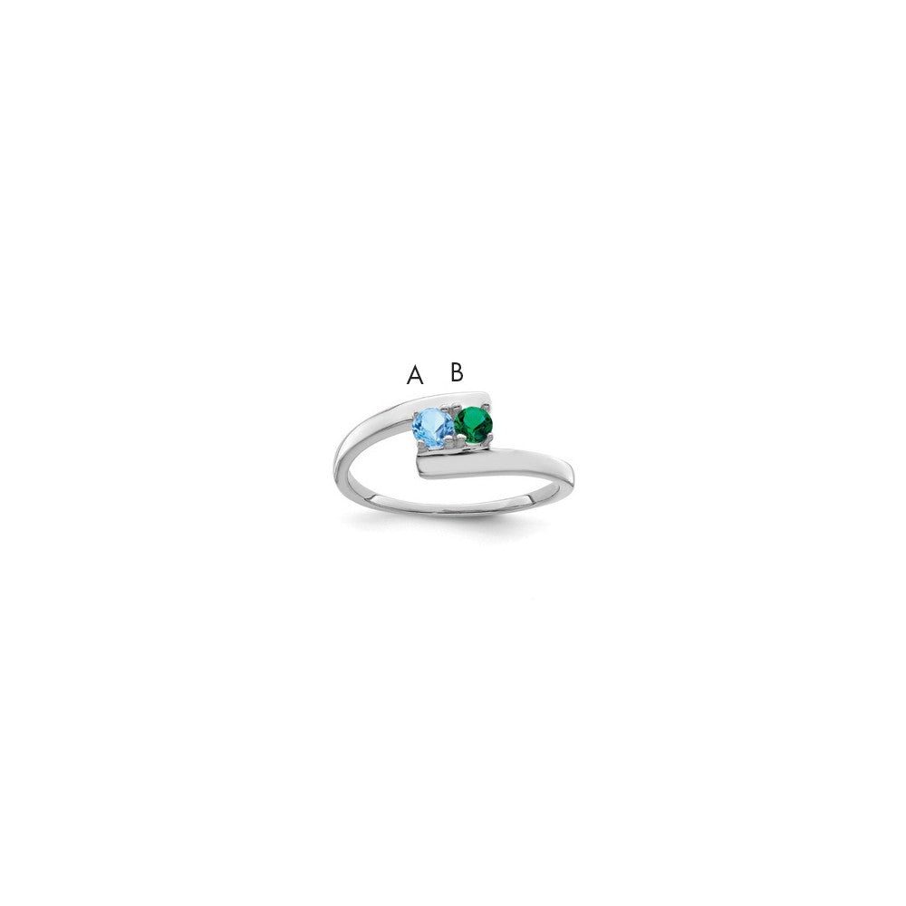 14k White Gold Synthetic Family Jewelry Ring