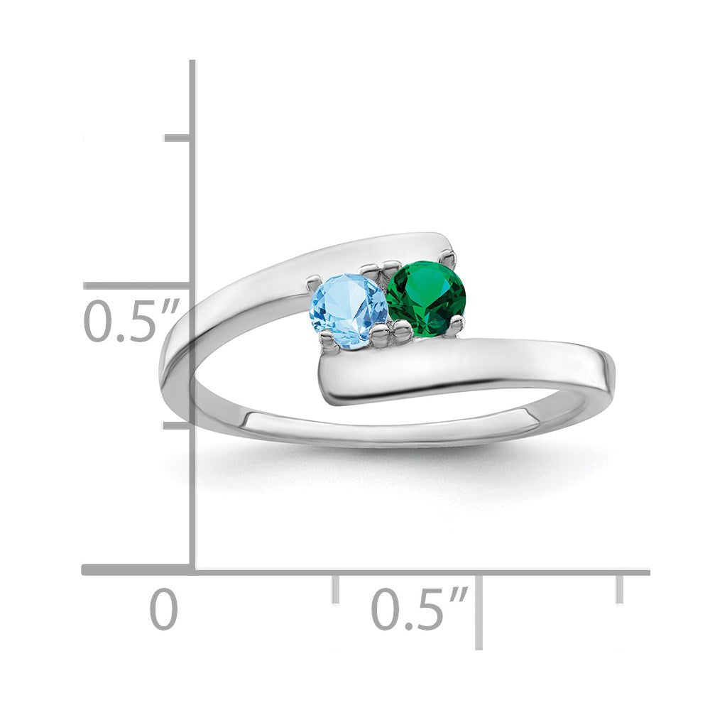 14k White Gold Synthetic Family Jewelry Ring