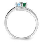 14k White Gold Synthetic Family Jewelry Ring