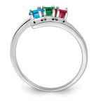 14k White Gold Synthetic Family Jewelry Ring