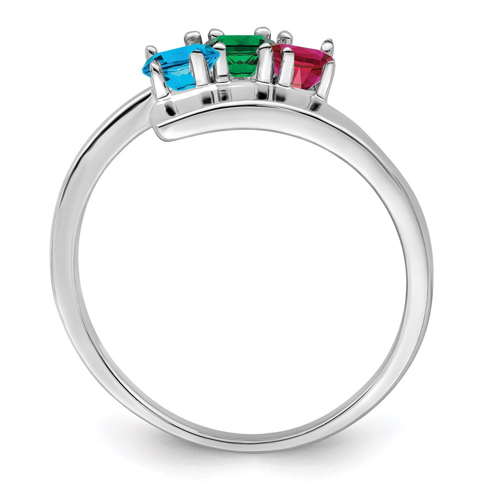 14k White Gold Synthetic Family Jewelry Ring