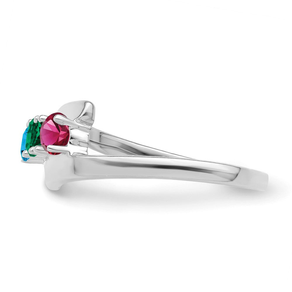 14k White Gold Genuine 3 Stone Mother's Ring
