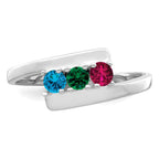 14k White Gold Synthetic Family Jewelry Ring
