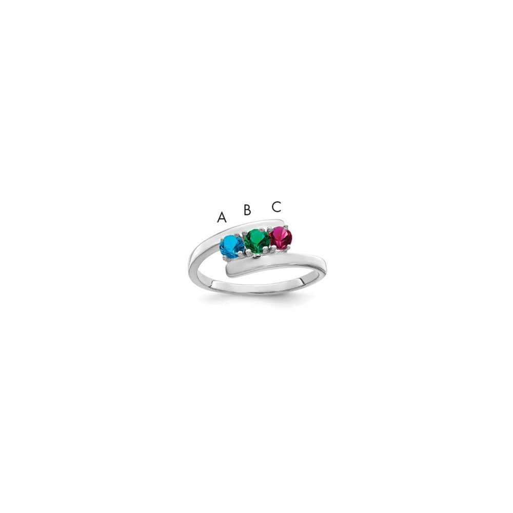 14k White Gold Genuine 3 Stone Mother's Ring